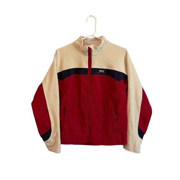 Helly Hansen Jacket Mens Medium Fuzzy Fleece Full Zip Colorblock Outdoors Preppy - Picture 1 of 8